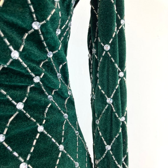Beaded Velvet Dress / ASOS tall / Green / Beaded … - image 7