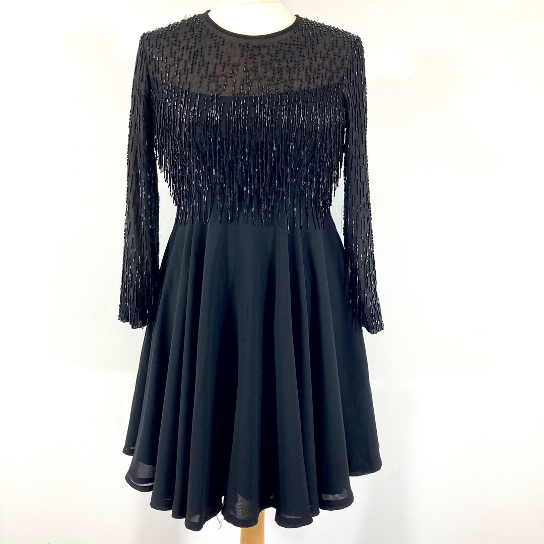 Beaded Tassel Midi Dress Topshop Black Beads Tasselled