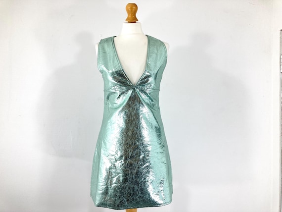Metallic Midi Dress / Warehouse / Mint Green / Cocktail Dress / Metallic / Shiny / Modern Vintage / Size UK 10 Metallic Midi Dress / Warehouse / Mint Green / Cocktail Dress / Metallic / Shiny / Modern Vintage / Size UK 10