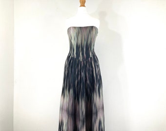 Strapless Maxi Dress / Ted Baker / Black / abstract / Print / Resort / Modern Vintage / Size 1/ fits a size UK 6