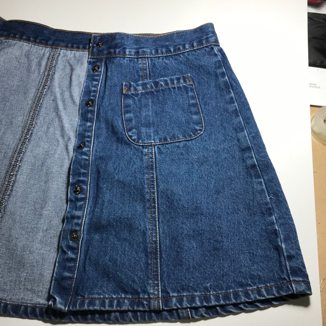 Button Front Denim Skirt / Cooperative / Denim / Indigo / Blue / 70s ...