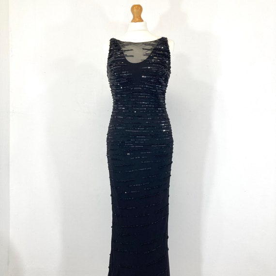 Sequinned Maxi Dress / Frank Usher / Black / Sequ… - image 1