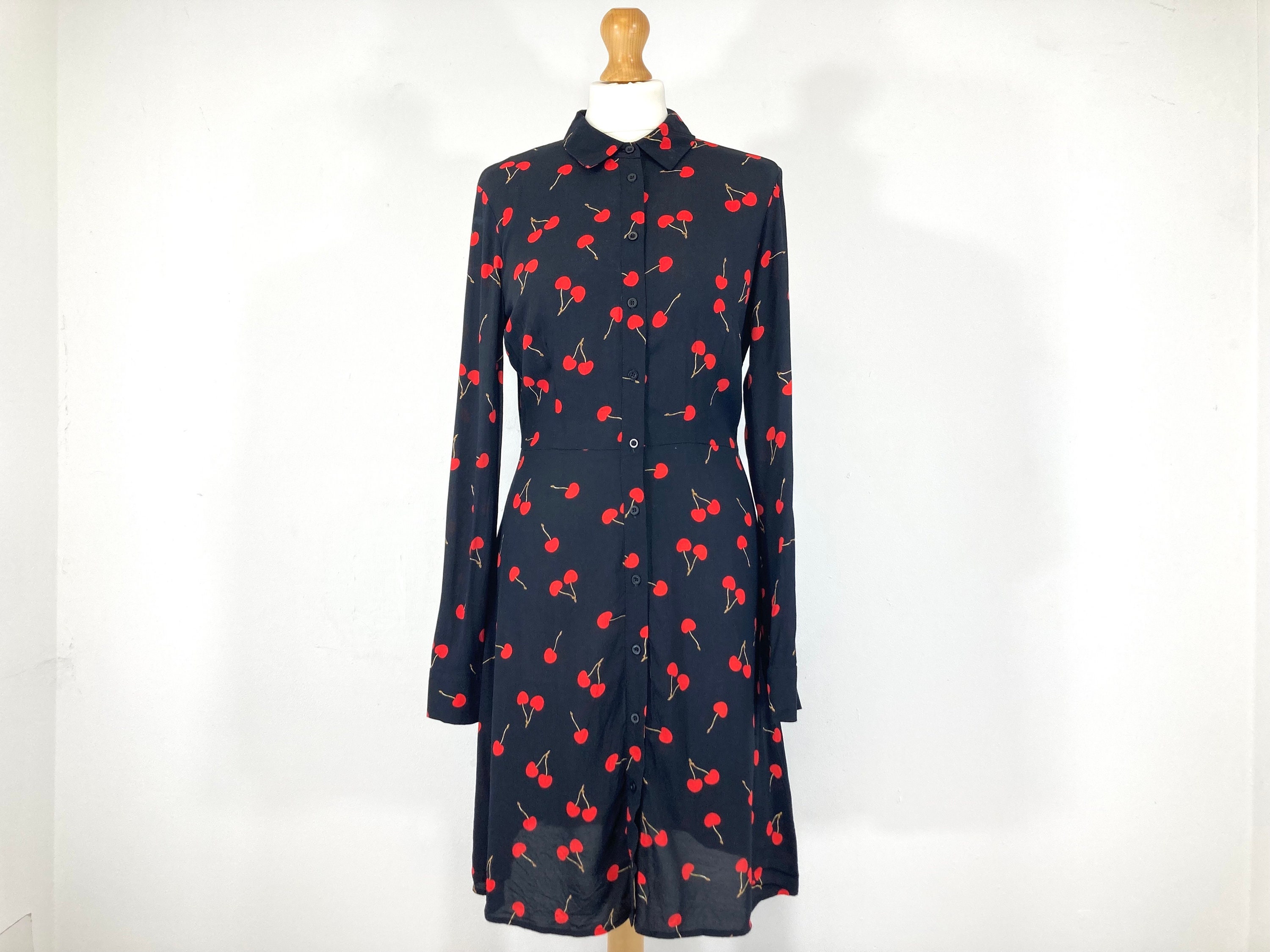 Cherry print shirt dress hotsell