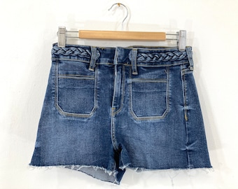 Pantalones cortos de mezclilla / River Island / Azul / Denim Strech / Pantalones calientes / Pantalones cortos de jean / Vintage moderno / Tamaño Reino Unido 8