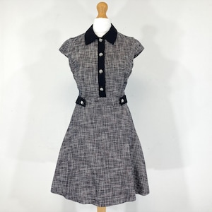 Tweed Dress / Claudie Pierlot / Black / White / Modern Vintage / Size Small