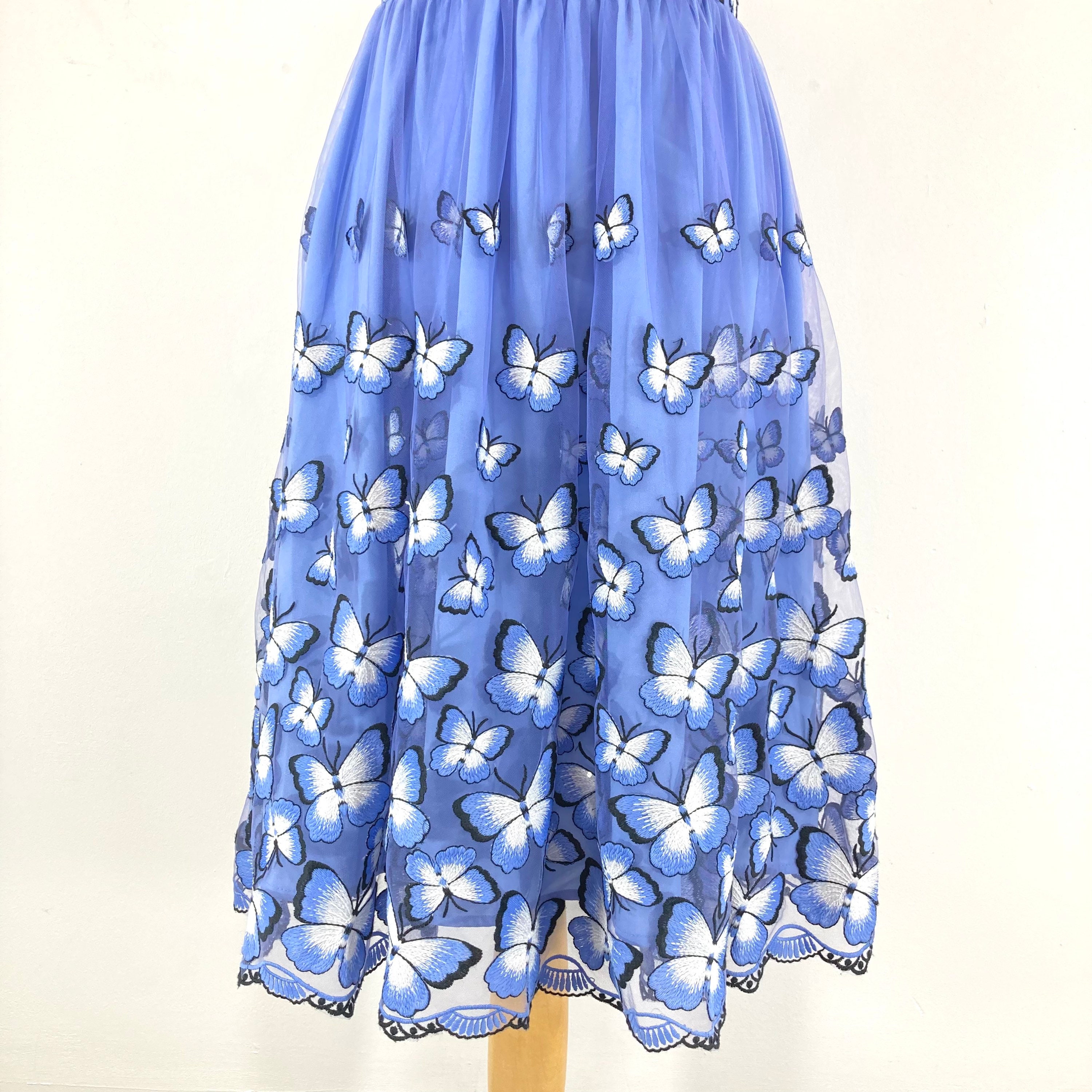 Embroidered Butterfly Dress / Louche Luxe / Blue / Purple / Etsy