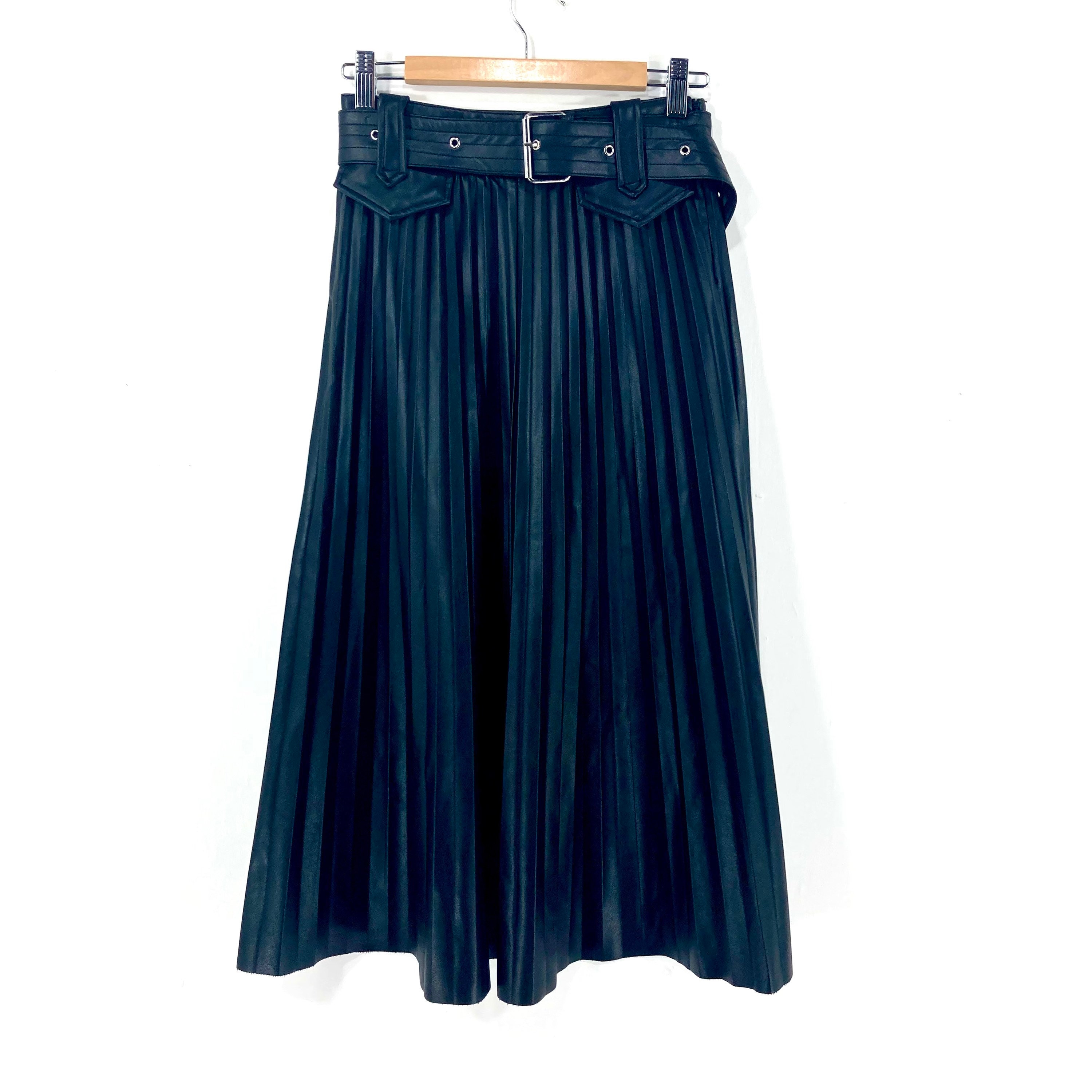 Buy Faux Leather Pleated Skirt River Island Black Pleather Modern Vintage Size 6 EU 34 Online in India Etsy
