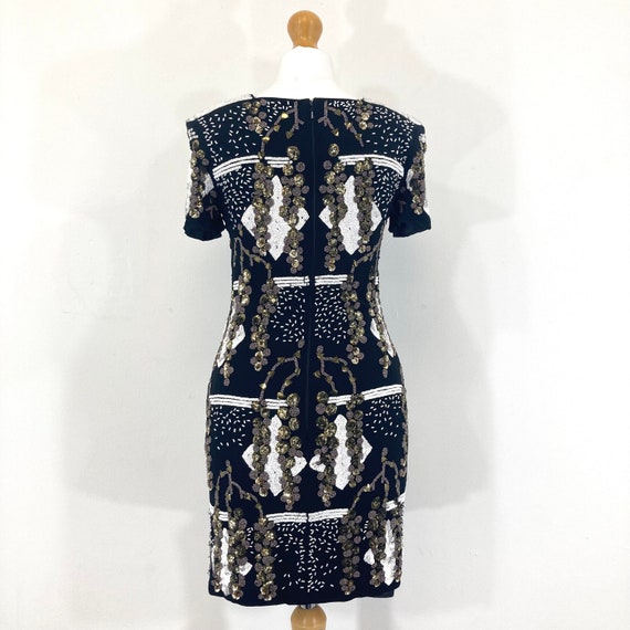 Sequinned Dress / French Connection / Black / White / Gold / Sequinns / Modern Vintage / Size UK 6 Sequinned Dress / French Connection / Black / White / Gold / Sequinns / Modern Vintage / Size UK 6
