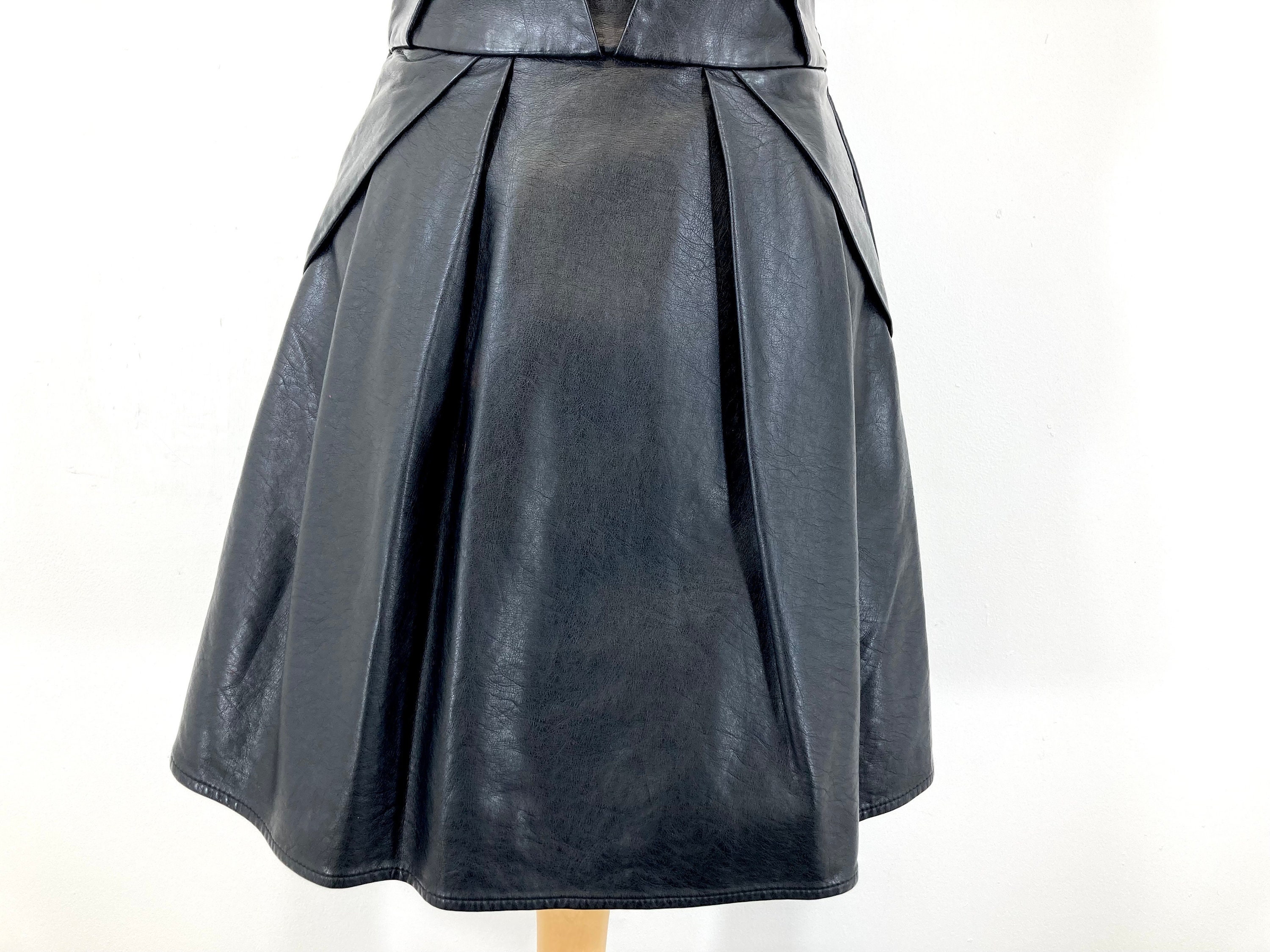 Faux Leather Dress / Topshop / Black / Modern Vintage / Size UK 6 - Etsy
