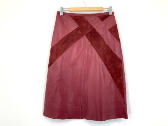 Leather Midi Skirt / Betty Jackson / Red / Leathe… - image 9