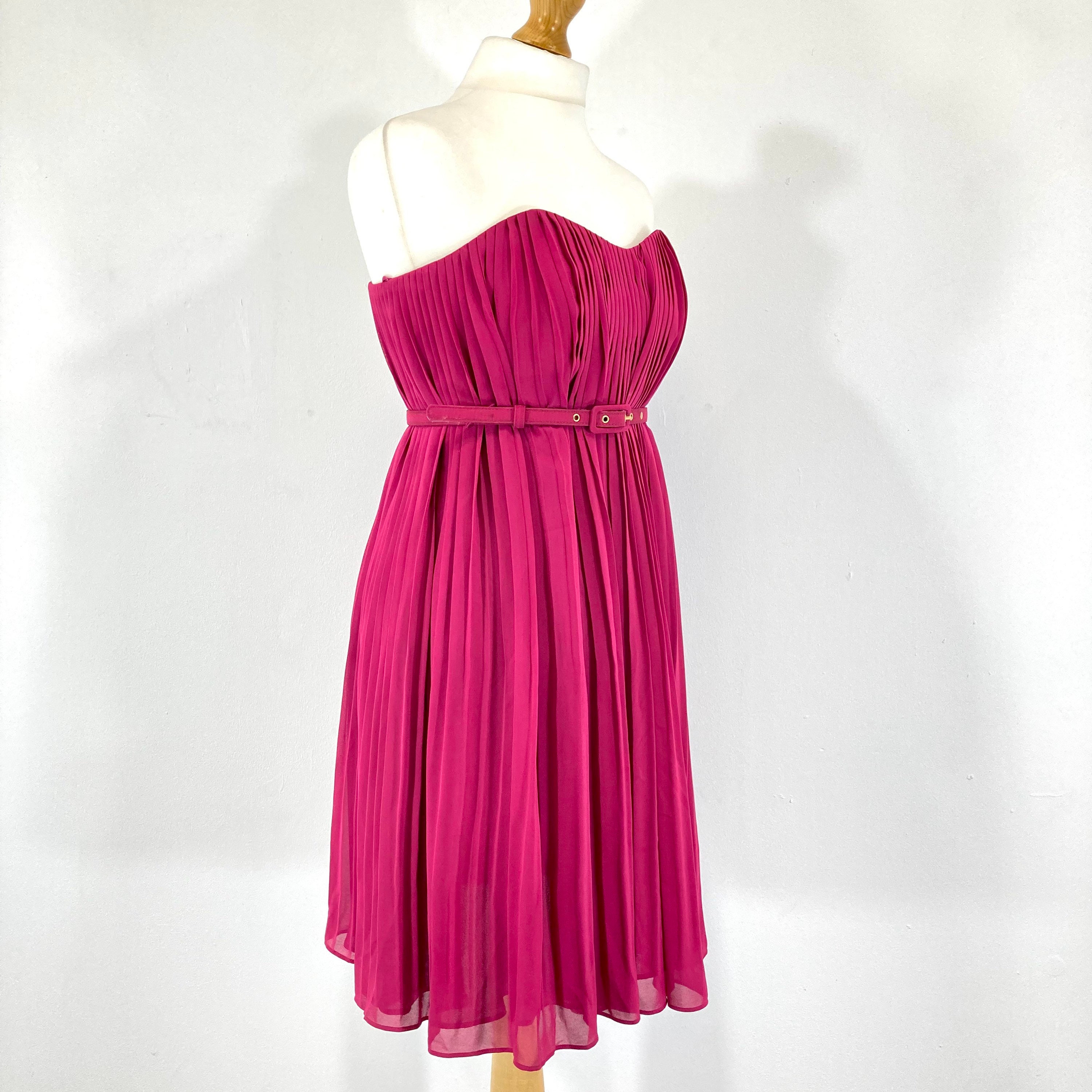 french connection homecoming dresses Strapless Dress / / Pink / Pleated / Angel / Modern Vintage / Size 12 / EU 40 fringe skirt