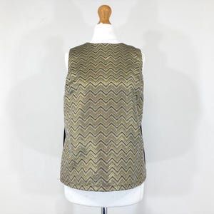 Sleeveless Gold Top / Warehouse / Vest / Gold / Black /Metallic / Modern Vintage / Size UK 10