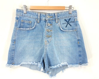Short en jean / L'un pour l'autre / Bleu / Blanc / Shorty / Short en jean / Vintage moderne / Taille S