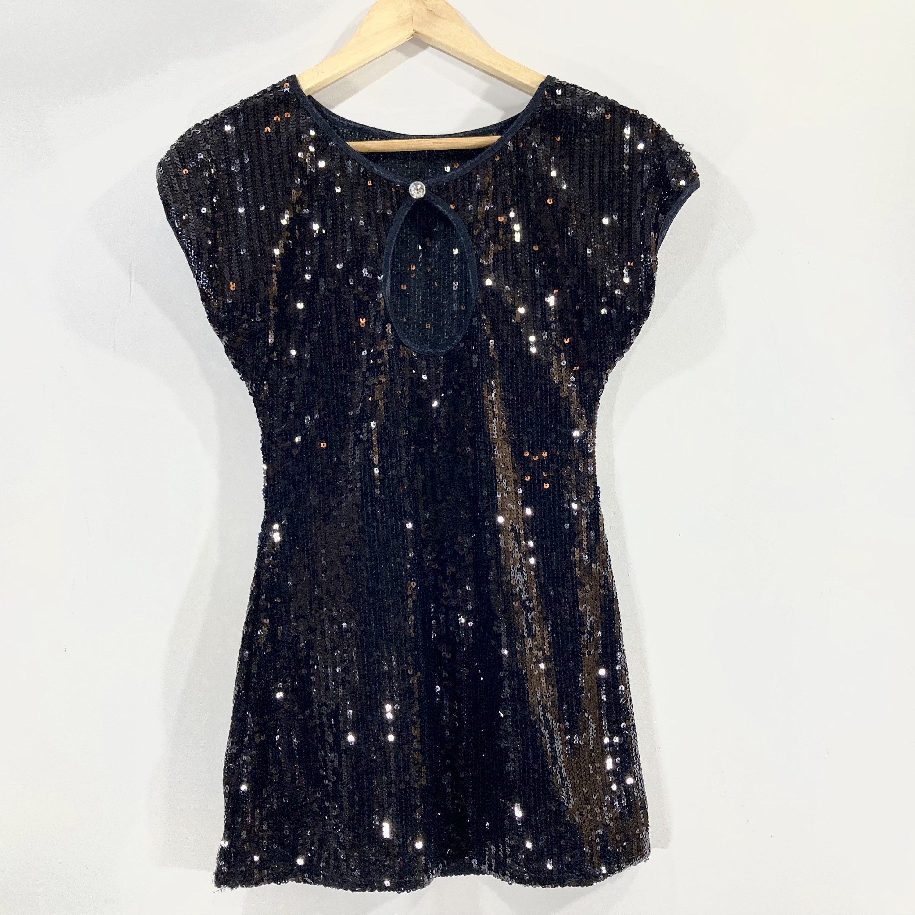 Sequinned Mini Dress Jane Norman Black Silver Sequins