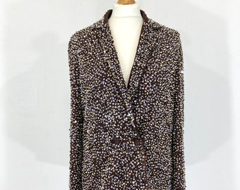 Sequinned Blazer / Topshop / Brown / Wool / Two Button / Double Breasted / Modern Vintage / Size Uk 10