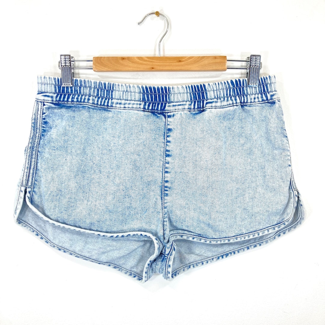 Denim Running Shorts / / Blue / White / Jeans / Hot Pants