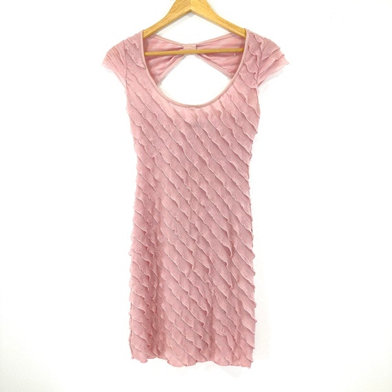 Ruffled Stretch Dress Jane Norman Pink Peach Ruffles Modern Vintage Size UK 14 Etsy Ireland