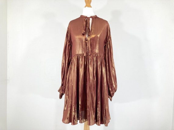 Copper Midi Dress / Zara / Copper / Trapeze Dress / Metallic / Shiny /  Modern Vintage / Size XS - Etsy Denmark