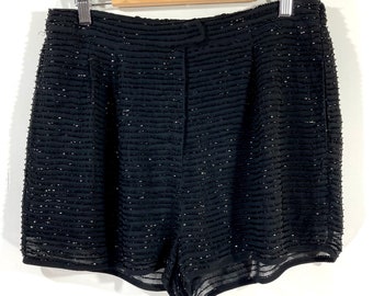 Beaded Shorts / Topshop / black / Beads / Hot Pants / Modern Vintage / Size 12