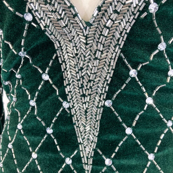 Beaded Velvet Dress / ASOS tall / Green / Beaded … - image 10