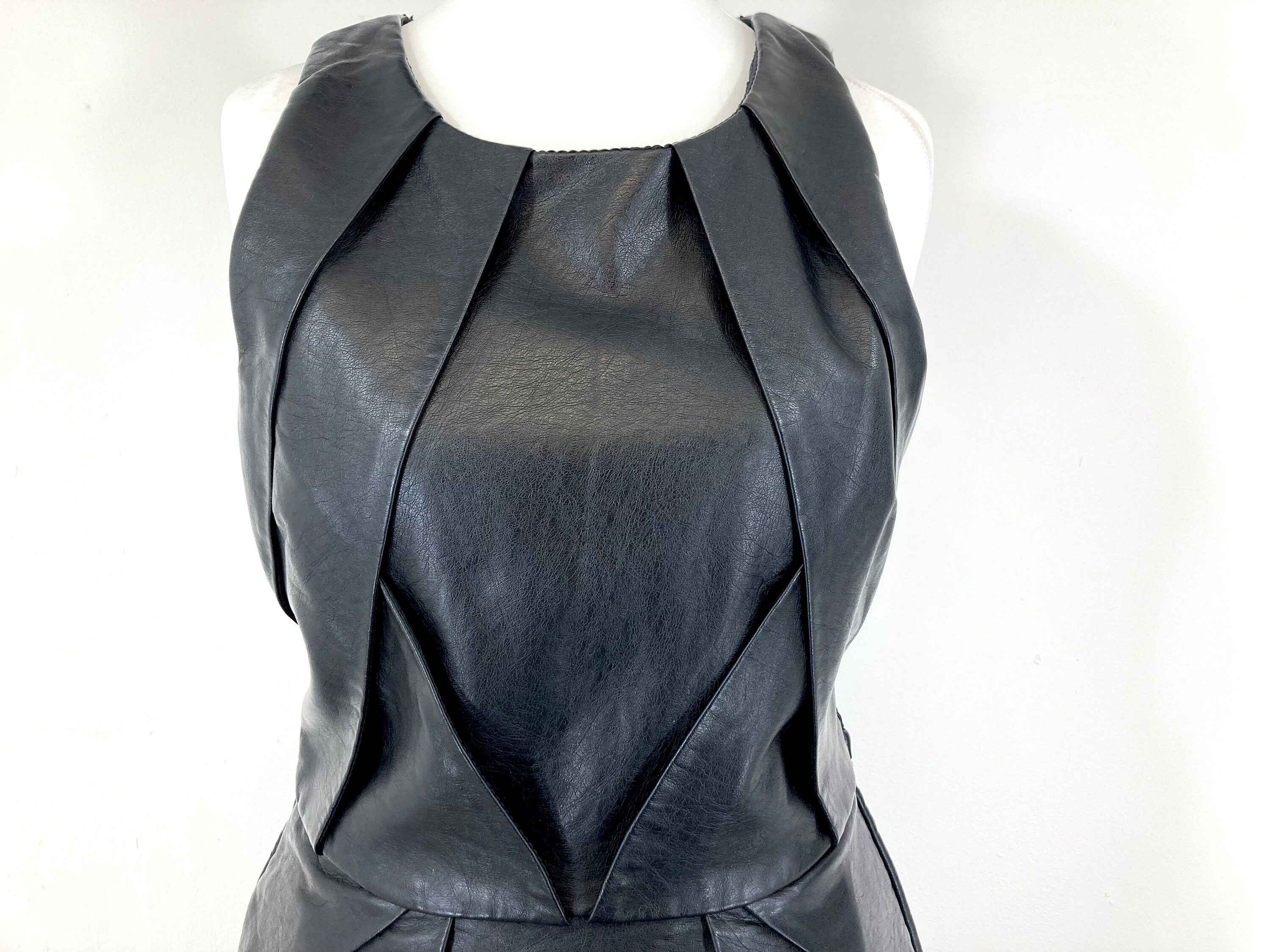 Faux Leather Dress / Topshop / Black / Modern Vintage / Size UK 6 - Etsy