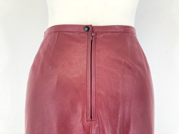 Leather Midi Skirt / Betty Jackson / Red / Leathe… - image 10