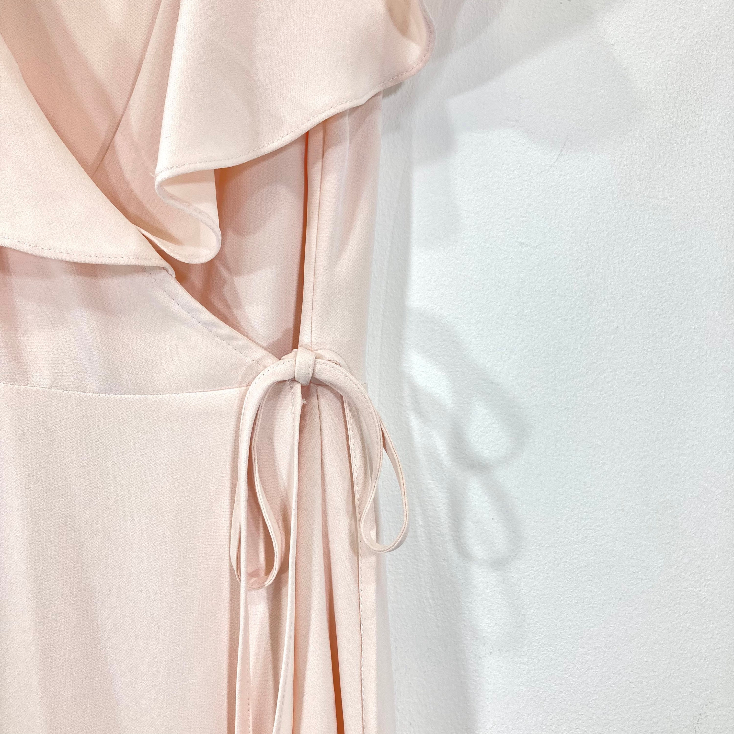 miss selfridge pink wrap dress Rent Miss Selfridge Satin Volume Sleeve Backless Midi Dress In Hot Pink