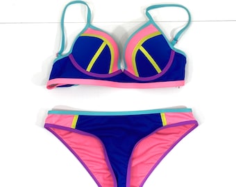 Multicolour Push-Up Bikini / Next / Blue / Pink / padded / Swimsuit / Modern Vintage / Size 10