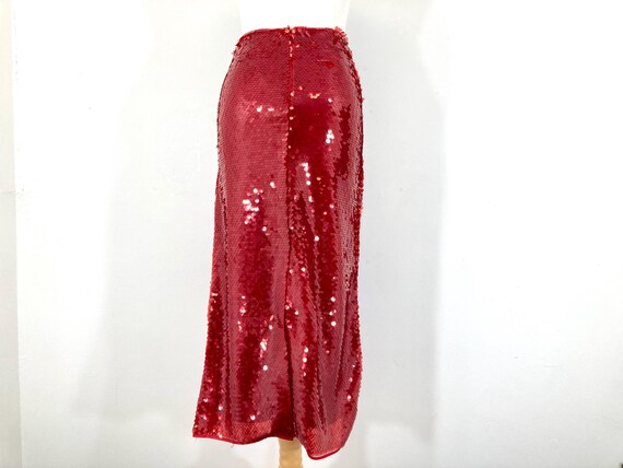Sequined Maxi Skirt M&S Red Modern Vintage Size UK - Main Image