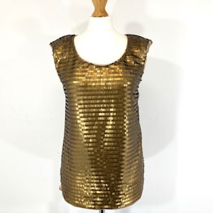 Gold Sequinned Top / Topshop / Gold / metallic / Sequins / Modern Vintage / Size M