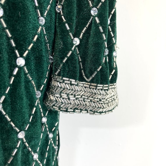 Beaded Velvet Dress / ASOS tall / Green / Beaded … - image 8
