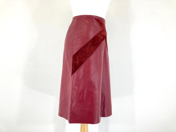 Leather Midi Skirt / Betty Jackson / Red / Leathe… - image 4