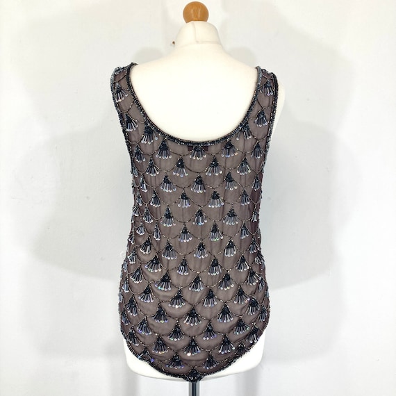 メルトザレディbeads open tops top_in_chiffon_con_frange_di_p