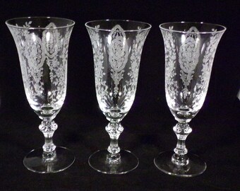 Vintage Tiffin Flared Crystal Glass Console Bowl June Night Etched Pattern Circa 1940/'s