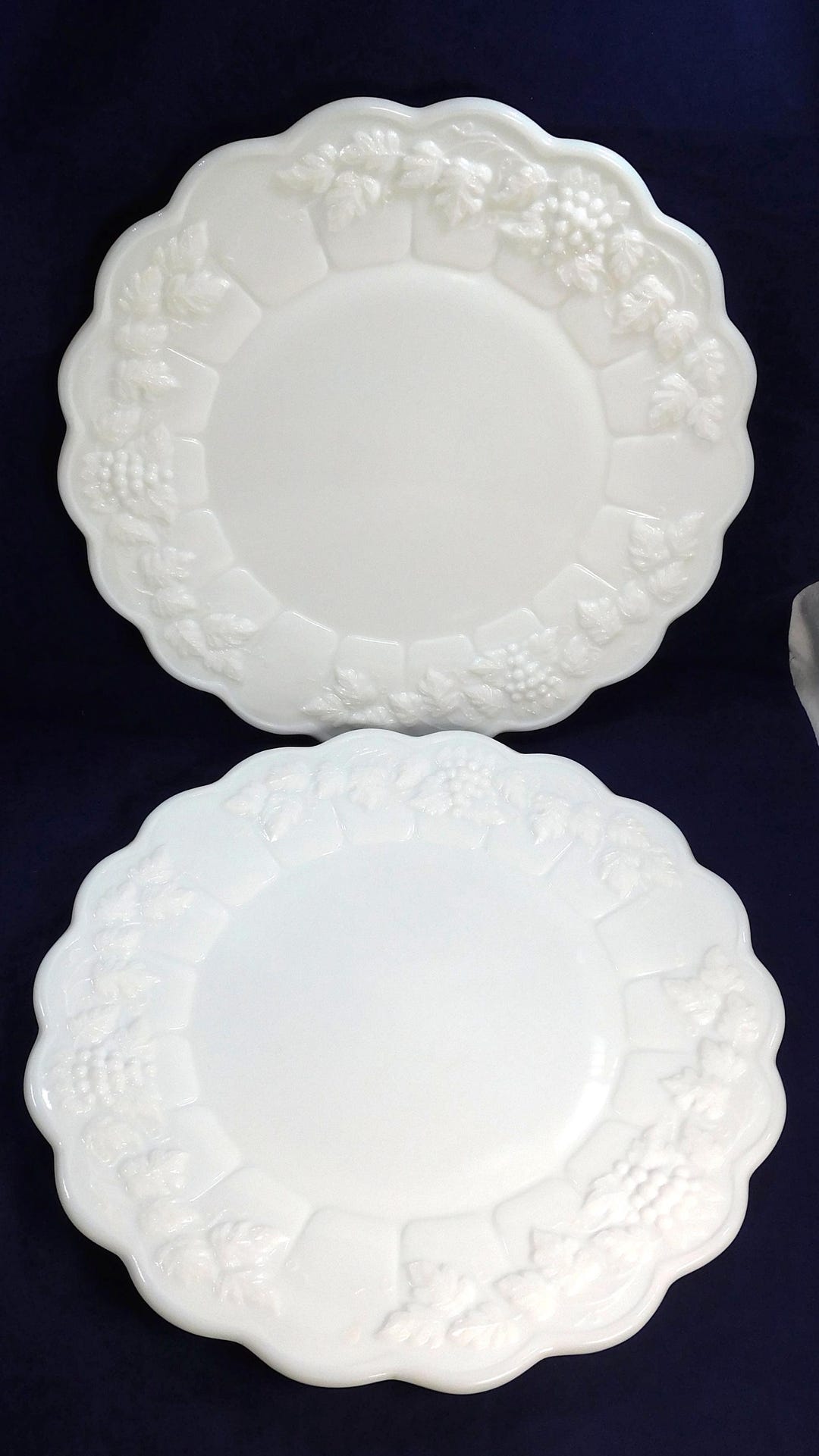 Vintage Westmoreland Milk Glass Dinner Plates: Paneled Grape Design ...