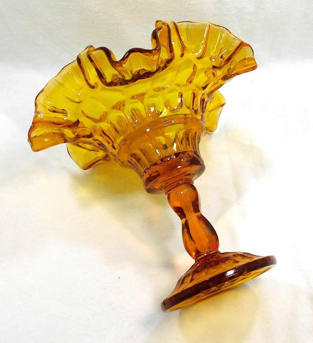 Kanawha Labeled Amber Glass Fluted Edge Candle Holder Candy Etsy