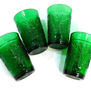 Mcm Juice Glasses - Etsy Set Of 4 Vintage Federal Glass 5” Tall Juice Water Glasses Turquoise / Green MCM main image 0