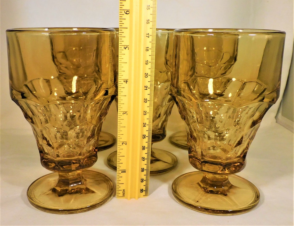 Anchor Hocking Set 5 Stemmed Iced Tea Glasses Pattern Etsy