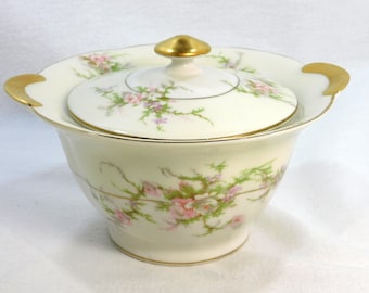 Theodore Haviland NY America Sugar Bowl & Lid: Rosalind Pattern 2.75" Tall