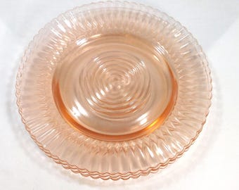 Vintage Macbeth Evans Set 4 Pink Glass Salad 8" Plates: Depression Petalware