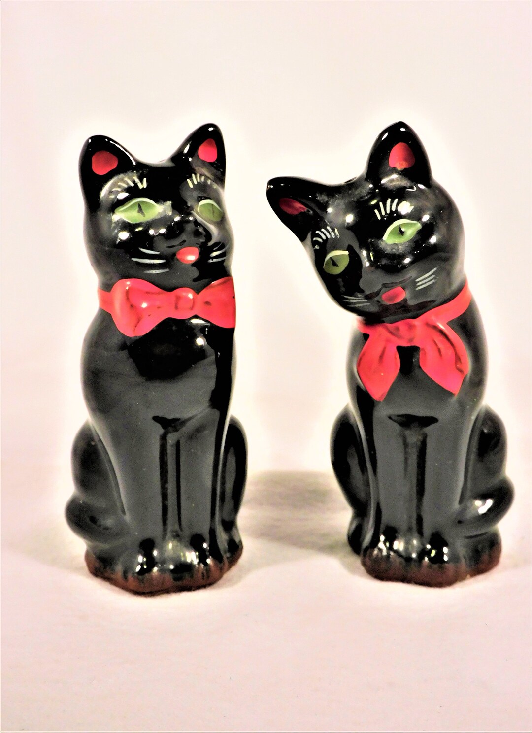 Cat Salt & Peppers Shakers MCM Black Stafford Ceramic Original Etsy