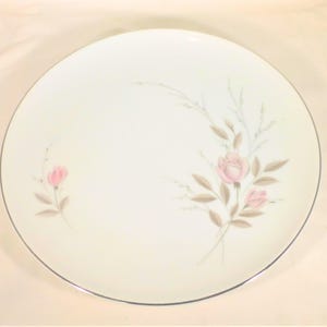 Mikasa Fine China Dinner Plates (Set of 5): Pink Rose, Silver Trim, Vintage Japan