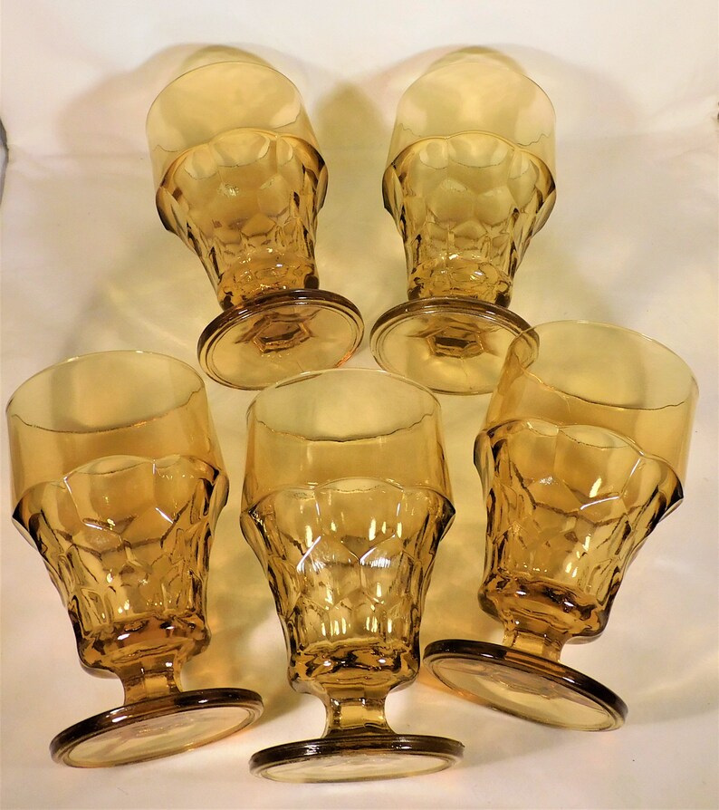 Anchor Hocking Set 5 Stemmed Iced Tea Glasses Pattern Etsy