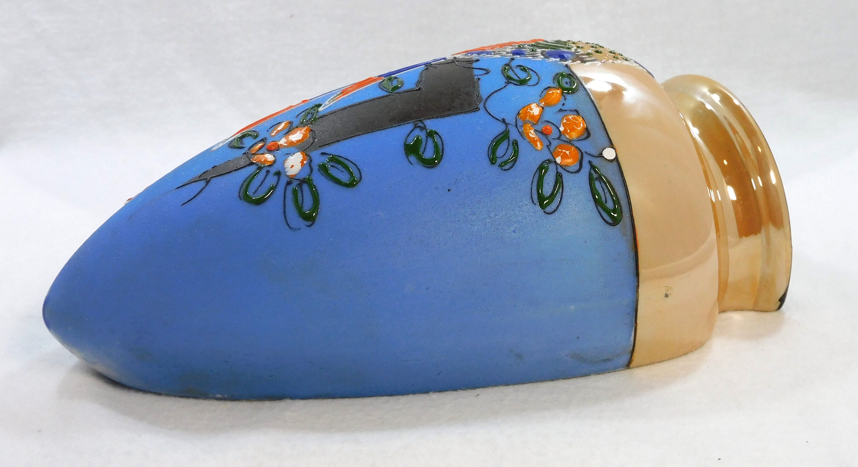 Japanese Marked Wall Pocket Vase Porcelain Peach Lusterware