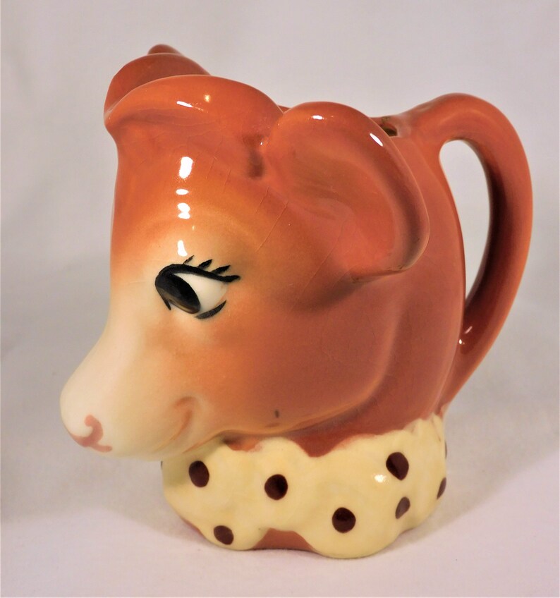Vintage Cow Creamer Ceramic Elsie Style Head Yellow & Black Etsy