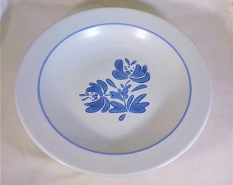 Pfaltzgraff USA Pasta Bowl 10" Yorktown Pattern Blue & White Stoneware Dinnerware Vintage 1970s Tableware