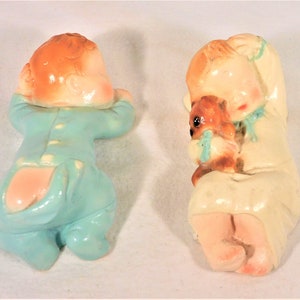 Plaster Rompers Vintage Pair Baby Wall Plaques Plaster Baby With Teddy Bear & Baby in ...