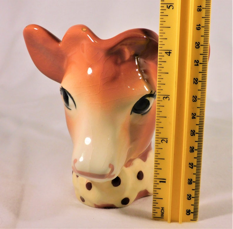 Vintage Cow Creamer Ceramic Elsie Style Head Yellow & Black Etsy