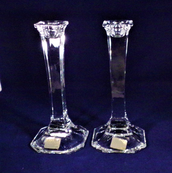 Mikasa Glass Pair Candle Holders Hyde Park Pattern Austria Etsy