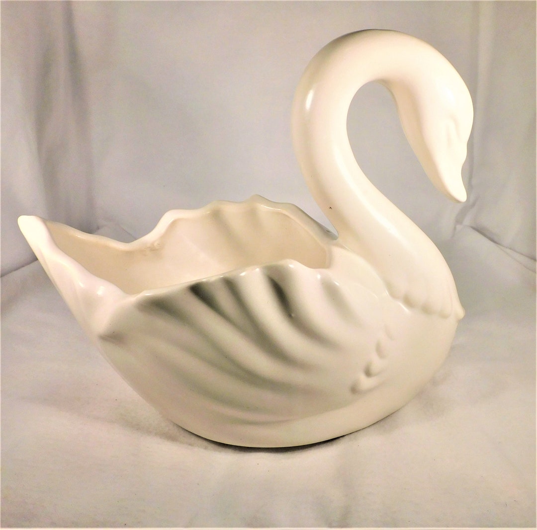 Vintage Hull Pottery Swan Vase Planter White USA 812 7.5 Etsy